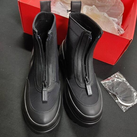 New Hunter Black Zip Ankle Flatform Platform Boots 5 - Picture 2 of 6